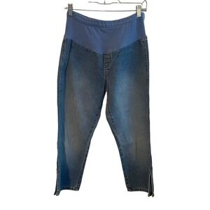 Motherhood Maternity Light Wash Cropped Straight Jeans Small Low Rise Belly Band